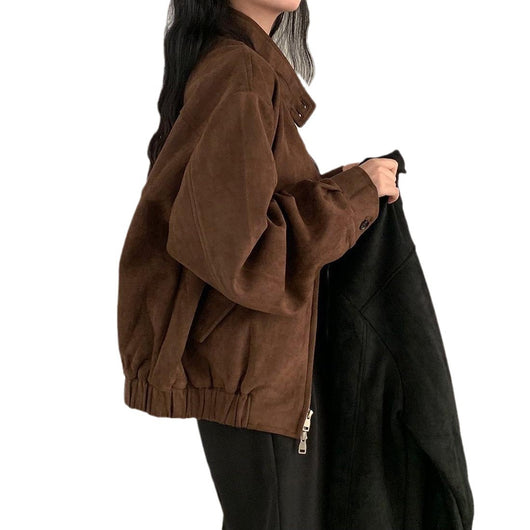 Abrigo Retro de Ante Cálido con Doble Cierre - Perfecto para Otoño Invierno - Image 5