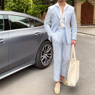 Traje Seersucker a Rayas Azules para Hombre - Image 15