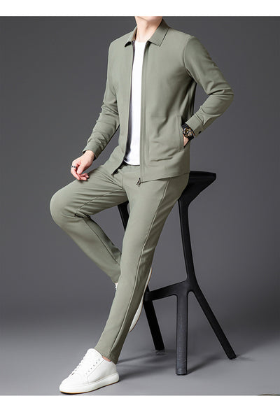 Conjunto de Dos Piezas para Hombre: Cardigan con Cierre y Pantalones Trendy Otoño - Image 14