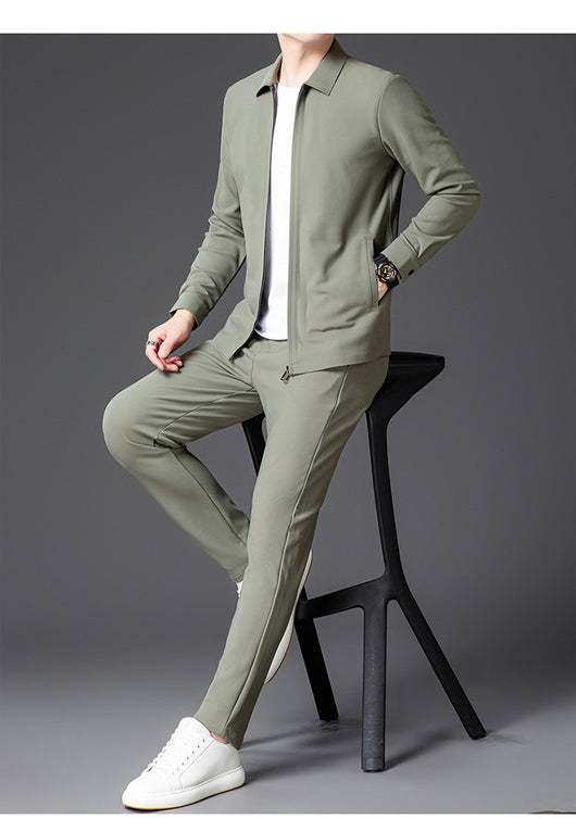 Conjunto de Dos Piezas para Hombre: Cardigan con Cierre y Pantalones Trendy Otoño - Image 14