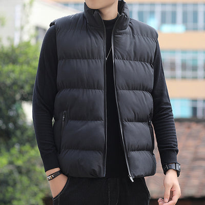 Cardigan Acolchado Holgado con Cuello Alto para Hombre - Chaqueta de Moda Juvenil - Image 3