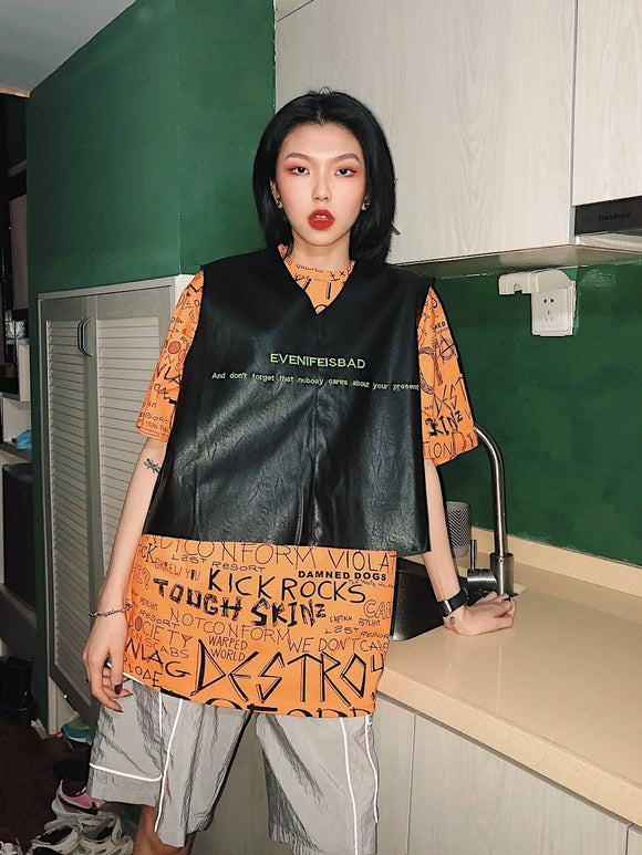 Camiseta Estampada con Letras de Manga Corta