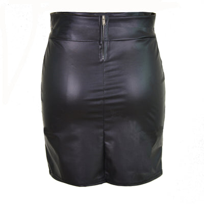 Falda de Cuero Sintético Talle Alto con Bolsillos para Mujeres Plus Size - Image 12
