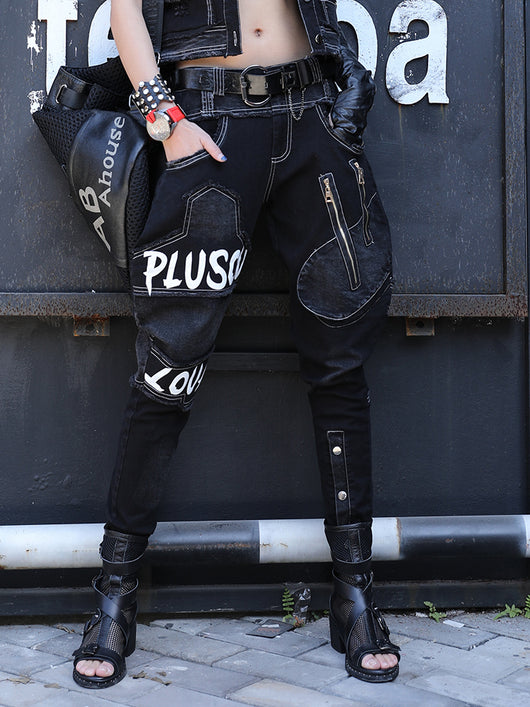 Pantalones Harem Denim Negro Mujer - Estilo Moderno y Cómodo - Image 4