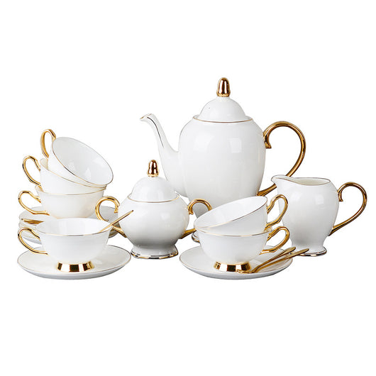 Juego de Taza y Platillo de Porcelana Fina con Detalles Dorados para Té de la Tarde - Image 7