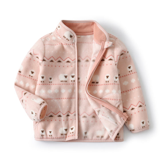 Chaqueta Polar Infantil con Diseño de Animales - Manga Larga Ligera