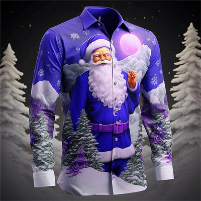 Camisa Navideña de Manga Larga con Impresión 3D Digital Santa Claus - Image 11