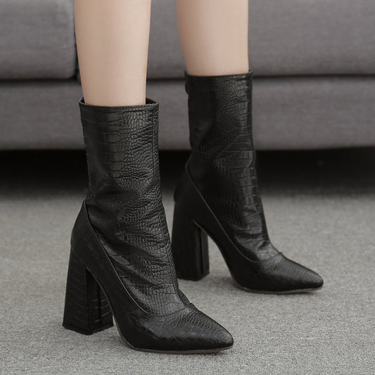 Botas Tacón Alto con Patrón de Piedras para Mujer - Image 2