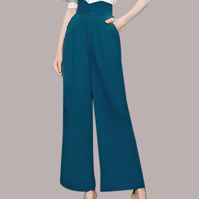 Conjunto Elegante: Blusa con Mangas Abullonadas y Pantalón Talle Alto Pierna Ancha - Image 4