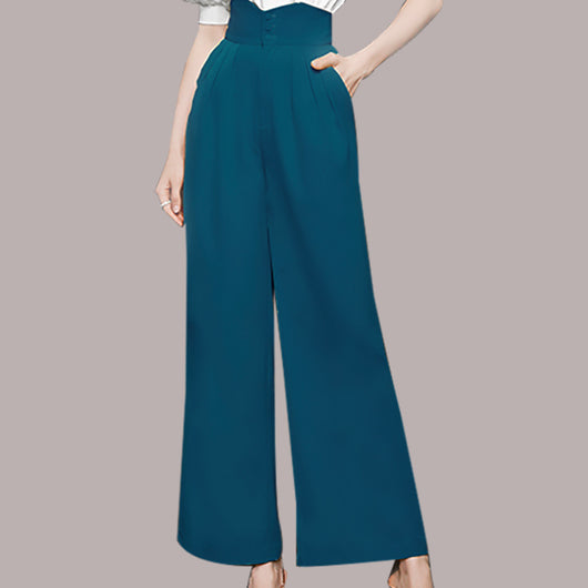 Conjunto Elegante: Blusa con Mangas Abullonadas y Pantalón Talle Alto Pierna Ancha - Image 4