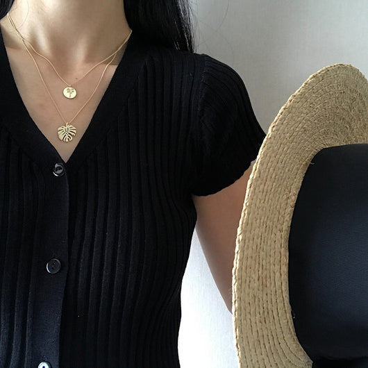 Collar Doble Monstera en Oro Fluido - Image 3