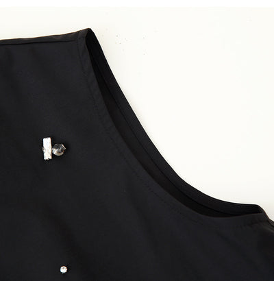 Blusa sin Mangas con Diseño Irregular y Volantes Perlados para Mujer - Image 7
