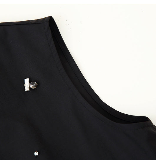 Blusa sin Mangas con Diseño Irregular y Volantes Perlados para Mujer - Image 7