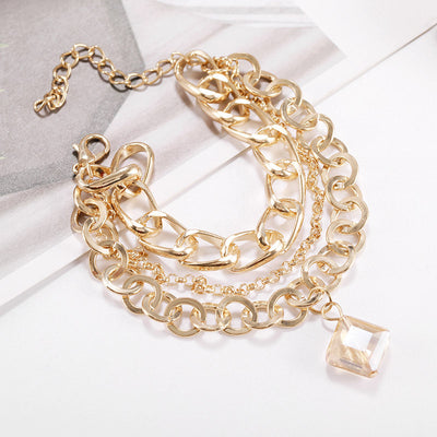 Collar Colgante de Cristal Diamante con Cadena Multicapa - Image 5