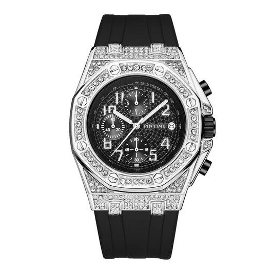 Reloj Cronógrafo de Lujo con Diamantes y Esfera Grande - Image 6