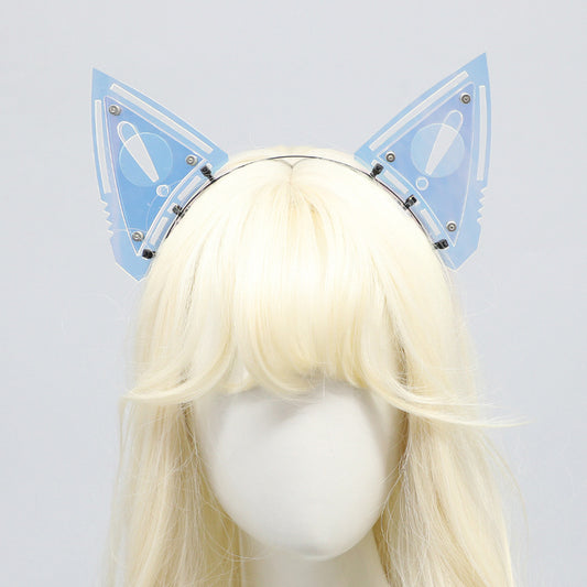 Conjunto de Armadura Mecánica Cyberpunk con Máscara, Protectores de Brazos y Diadema de Orejas de Gato