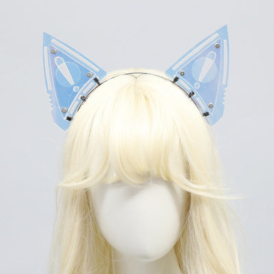 Conjunto de Armadura Mecánica Cyberpunk con Máscara, Protectores de Brazos y Diadema de Orejas de Gato