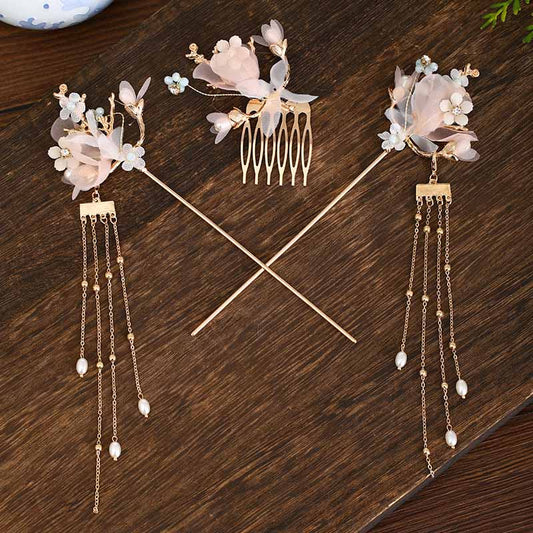Set Completo de Accesorios para el Cabello con Horquillas y Borlas Decorativas