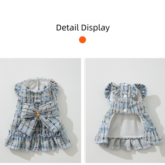 Vestido Elegante Tipo Chanel con Moño para Mascotas - Abrigo Cálido para Otoño e Invierno - Image 3