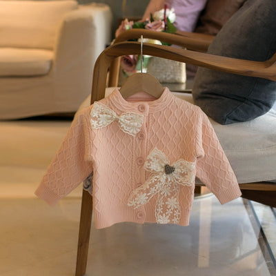Cardigan Infantil con Moño de Encaje - Image 3