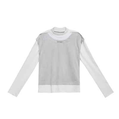 Blusa Ajustada de Diseño Deconstruido Dos Tonos - Image 3
