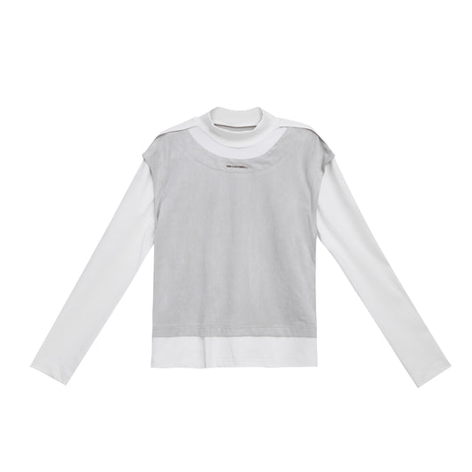 Blusa Ajustada de Diseño Deconstruido Dos Tonos - Image 3