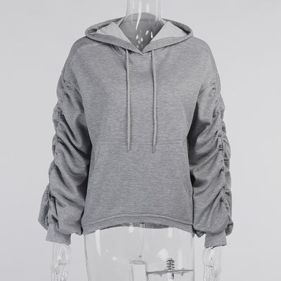 Suéter Hoodie Suelto de Felpa Unicolor con Capucha - Image 3
