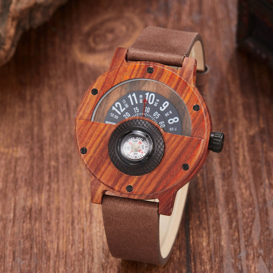 Reloj de Madera con Brújula Multifuncional