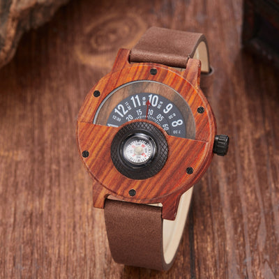Reloj de Madera con Brújula Multifuncional