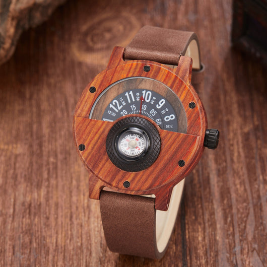 Reloj de Madera con Brújula Multifuncional