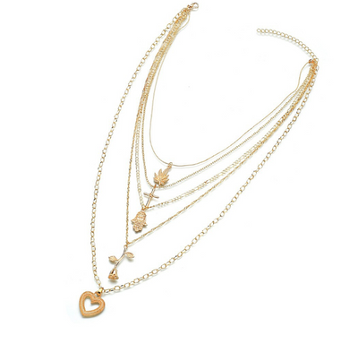 Collar Largo de Palma Cruzada con Rosa y Amor - Image 4