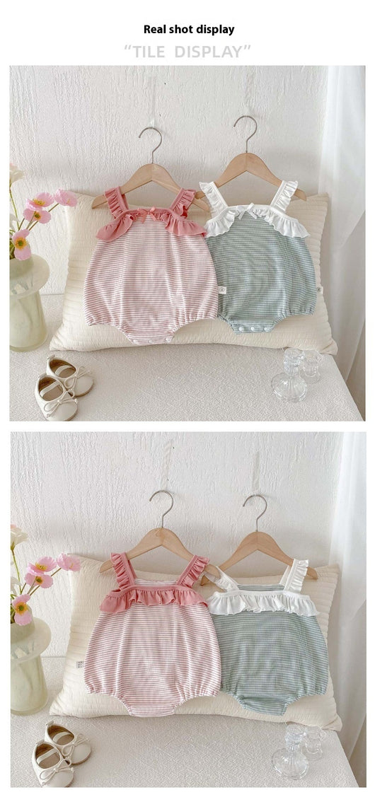 Jumpsuit Niña Verano Rayas con Volantes sin Mangas - Image 13
