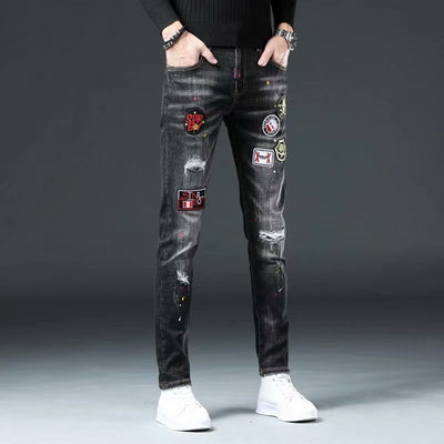 Jeans Casuales para Hombre con Bordado de Águila - Fácil de Combinar - Image 9