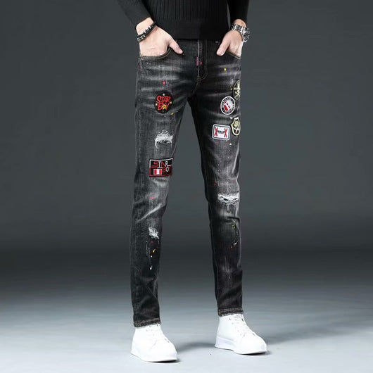 Jeans Casuales para Hombre con Bordado de Águila - Fácil de Combinar - Image 9