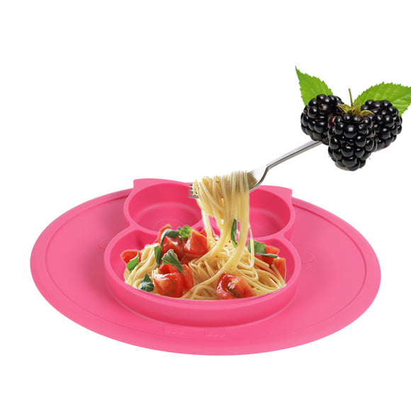 Plato Infantil de Silicona Integrada Grado Alimenticio - Bandeja Antideslizante para Niños