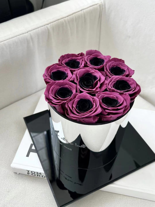 Maceta Esférica con Moño Negro y Flores de Ciruela Preservadas - Image 33