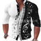 Camisa Casual Masculina Estampada Musical com Gola Padre e Manga Longa