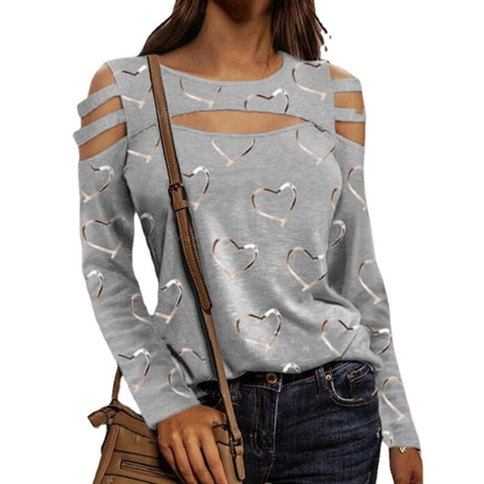 Blusa Casual de Manga Larga con Estampado de Amor Estilo Europeo