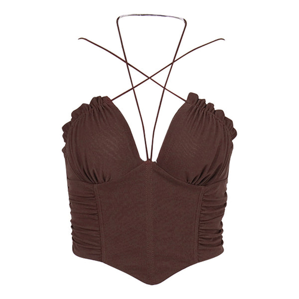 Blusa Tipo Camiseta con Pliegues Espiga y Escote Cruzado