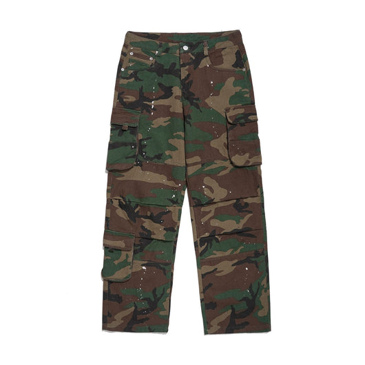Pantalón de Trabajo Retro Camuflado Cintura Alta Recto Holgado - Image 12