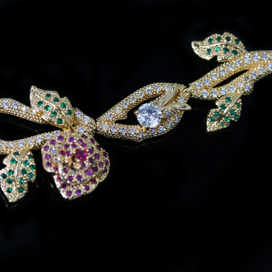 Conjunto de Collar y Aretes Nupcial con Flores de Alta Calidad - Image 11
