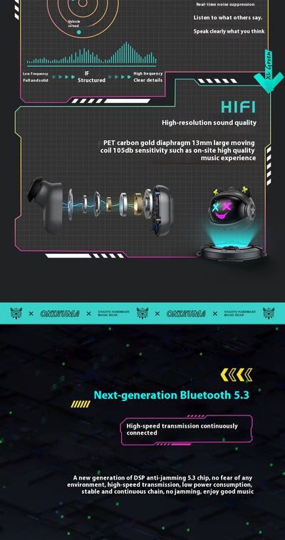 Auriculares Gaming Inalámbricos Star Magic Bear - Bluetooth In-ear con Descompresión para E-sports - Image 15