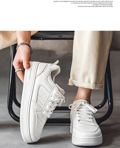 Zapatillas Plataforma Blancas de Cuero Respirable - Tendencia Teen Todo Combinable - Image 19