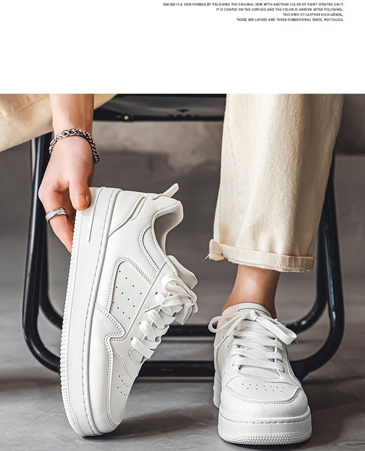 Zapatillas Plataforma Blancas de Cuero Respirable - Tendencia Teen Todo Combinable - Image 19