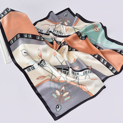 Pañuelo de Seda Cuadrado para Mujer con Diseño Estampado Exquisito - Image 11