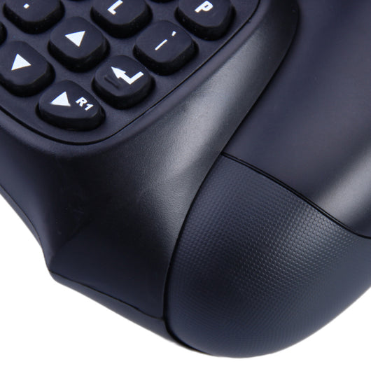 Black wireless keyboard attachment for PS4 game controller, featuring a full QWERTY layout and 3.5mm audio jack. - Image 3