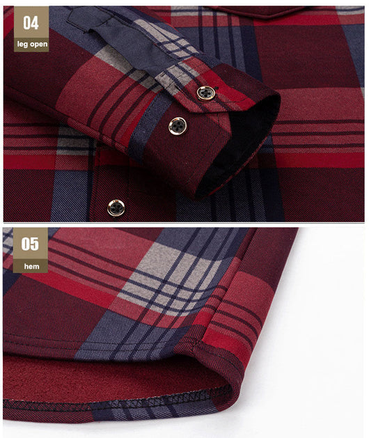 Camisa Cálida Acolchada de Terciopelo para Hombre Talla Grande - Image 32