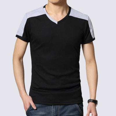 Camiseta Manga Corta de Algodón con Costuras Combinadas para Hombre
