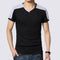 Camiseta Manga Corta de Algodón con Costuras Combinadas para Hombre