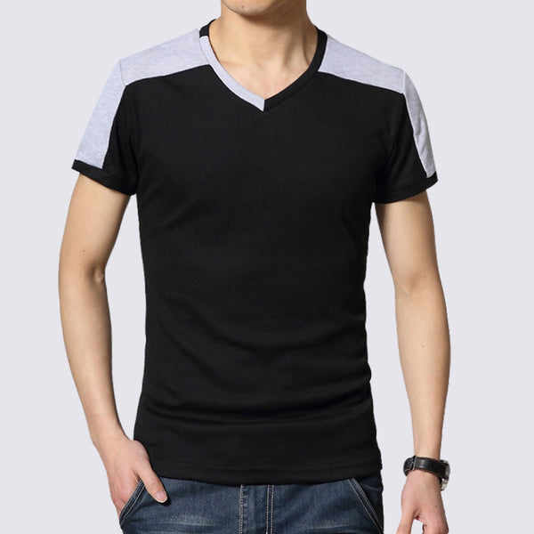 Camiseta Manga Corta de Algodón con Costuras Combinadas para Hombre